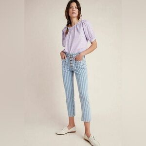 Anthropologie Pilcro High-Rise Slim Striped Straight Jeans 26 C35